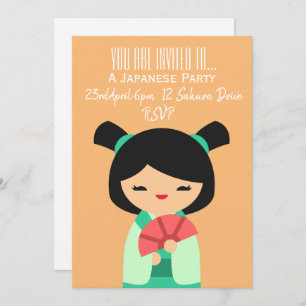 Japanisches niedlich-rosa-pfirsichfarbenes japanis einladung