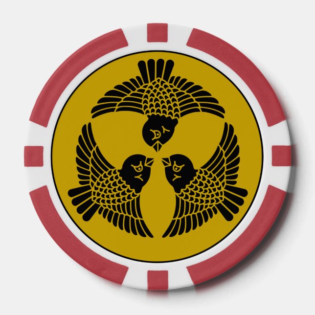 Japanisches Noble-Drei-Sparrow-Wappen Pokerchips (Vorderseite)