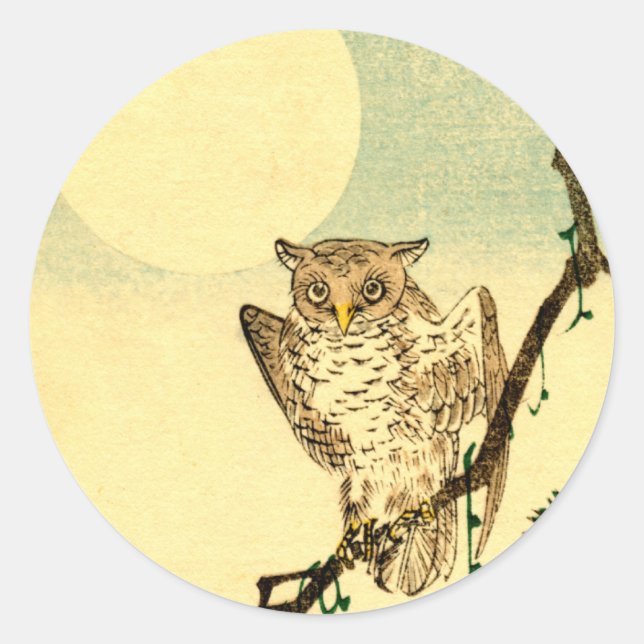 Japanisches Owl Nr. 1 Runder Aufkleber (Vorderseite)
