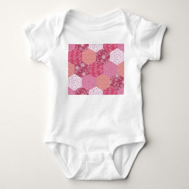 Japanisches Patchwork-Muster-Design Baby Strampler (Vorderseite)