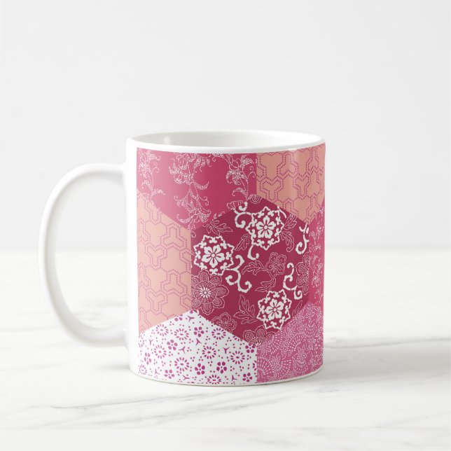Japanisches Patchwork-Muster-Design Kaffeetasse (Links)