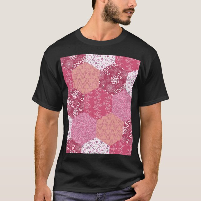 Japanisches Patchwork-Muster-Design T-Shirt (Vorderseite)