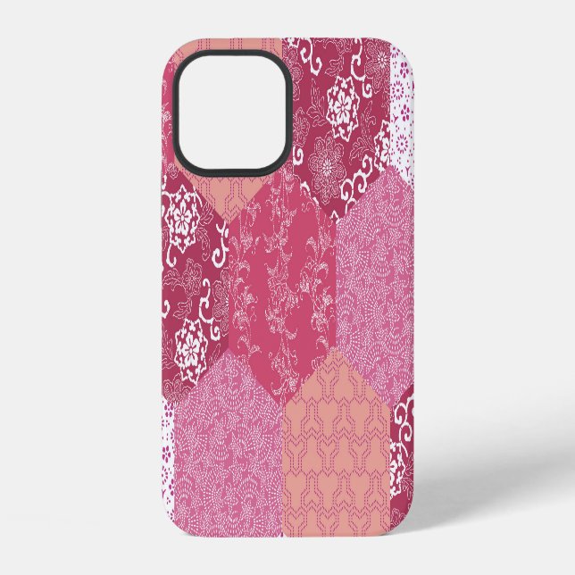 Japanisches Patchwork-Musterdesign iPhone Hülle (Rückseite)
