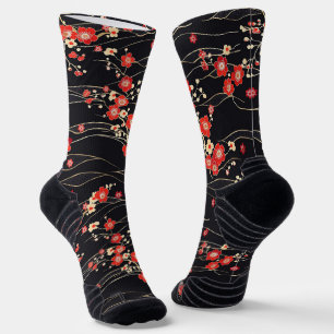 Japanisches Pflaumenblossom-Wellenmuster Socken