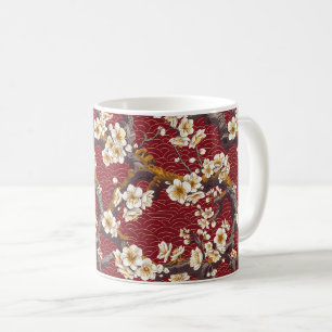 Japanisches Pflaumenblüten-Korallen-Creme-Burgunde Kaffeetasse