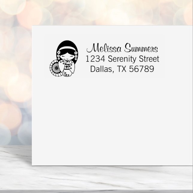 Japanisches Regenschirmmädchen in Kimono Permastempel (Von Creator hochgeladen)