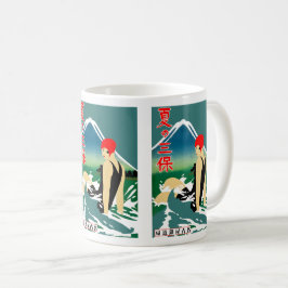 Japanisches Reiseplakat 1930er Art Deco Girl Kaffeetasse