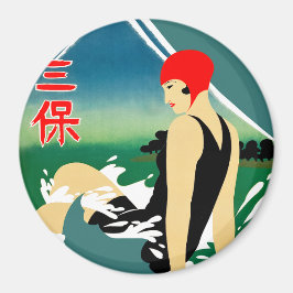 Japanisches Reiseplakat 1930er Art Deco Girl Magnet