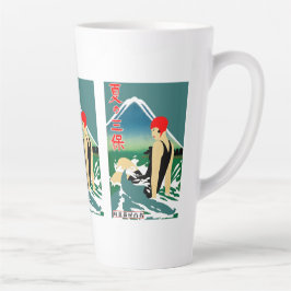 Japanisches Reiseplakat 1930er Art Deco Girl Milchtasse