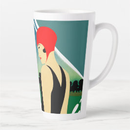 Japanisches Reiseplakat 1930er Art Deco Girl Milchtasse
