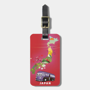 Japanisches Reiseposter mit Illustrationen. Gepäckanhänger