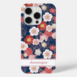 Japanisches rosa Blumenmuster mit Monogramm Case-Mate iPhone Hülle