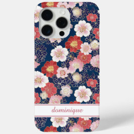 Japanisches rosa Blumenmuster mit Monogramm Case-Mate iPhone Hülle