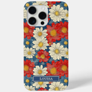 Japanisches rotes Blumenmuster mit Monogramm Case-Mate iPhone Hülle