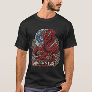 Japanisches rotes Drachen-Grafik-Shirt, Cyberpunk- T-Shirt