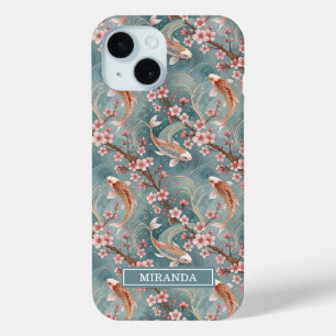 Japanisches Sakura-Koi-Fisch-Muster monogrammiert Case-Mate iPhone Hülle
