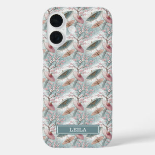 Japanisches Sakura-Schirm-Muster Monogramm iPhone 16 Hülle