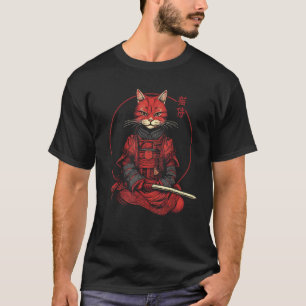Japanisches Samurai-Katze-Tattoo, Ninja-Katze-Frau T-Shirt