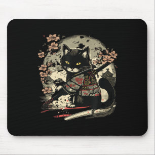 Japanisches Samurai-Katzen-Tattoo, Vintage Kawaii  Mousepad