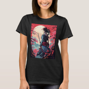 Japanisches Samurai-Mädchen Vintage Retro Sakura K T-Shirt
