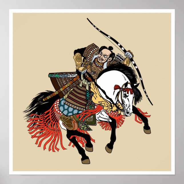 Japanisches Samurai-Pferd Poster (Vorne)