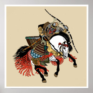 Japanisches Samurai-Pferd Poster