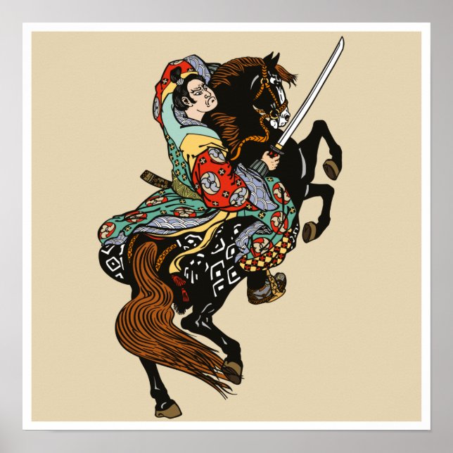Japanisches Samurai-Pferd Poster (Vorne)