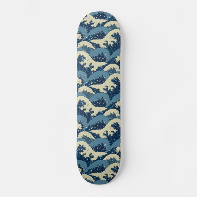 Japanisches Seewellenmuster Skateboard (Vorderseite)