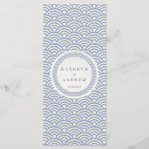 Japanisches Seigaiha Waves Elegant Beach Wedding M Menükarte