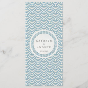 Japanisches Seigaiha Waves Elegant Beach Wedding M Menükarte