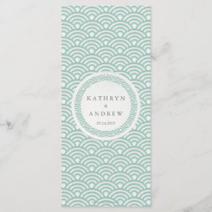 Japanisches Seigaiha Waves Elegant Beach Wedding M Menükarte