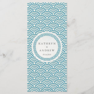 Japanisches Seigaiha Waves Elegant Beach Wedding M Menükarte