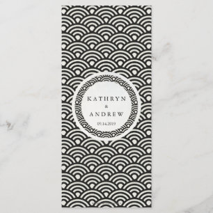 Japanisches Seigaiha Waves Elegant Beach Wedding M Menükarte