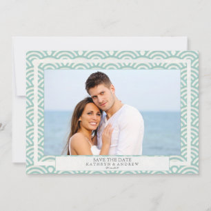 Japanisches Seigaiha Waves Save the Date flaches F Einladung