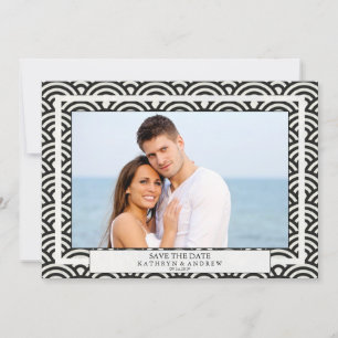 Japanisches Seigaiha Waves Save the Date flaches F Einladung