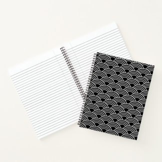 Japanisches Seigaiha-Wellenmuster monochrome Spira Notizbuch