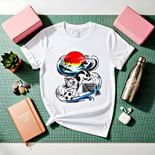 Japanisches Sonnenuntergangsdesign für Katzenliebh Tri-Blend Shirt