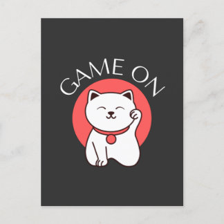 Japanisches Spiel auf Katzenarm - Gaming Postkarte