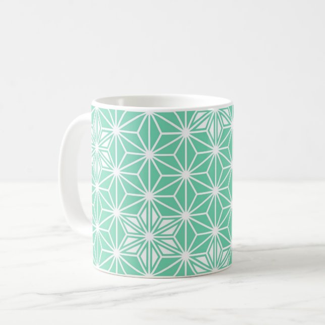 Japanisches Sternmuster - leichtes Aqua Kaffeetasse (Vorderseite Links)