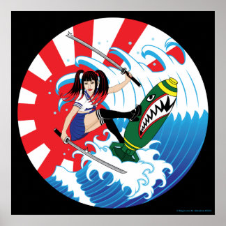 Japanisches Surfer Poster