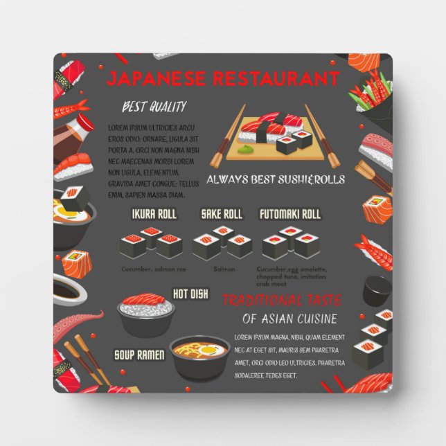 japanisches Sushi-Bar Restaurant Fotoplatte (Vorderseite)