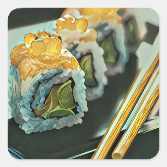 japanisches Sushi Quadratischer Aufkleber (Vorderseite)
