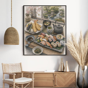 Japanisches Sushi- und Tempura-Festmahl Poster