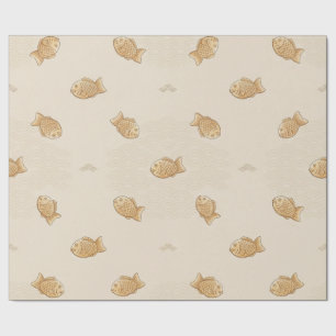 Japanisches Taiyaki- & Seigaiha-Geschenkpapier Geschenkpapier