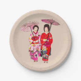 Japanisches themed Abendessen-Party mit Pappteller