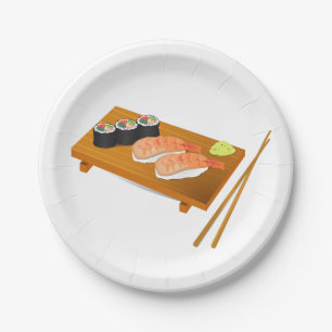 Japanisches themed Abendessen-Party mit Sushikunst Pappteller