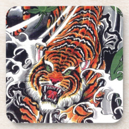 Japanisches Tiger- und Ahorn-Design Getränkeuntersetzer