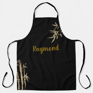 japanisches Tintendruck Schwarz und Gold Bambusdes Schürze