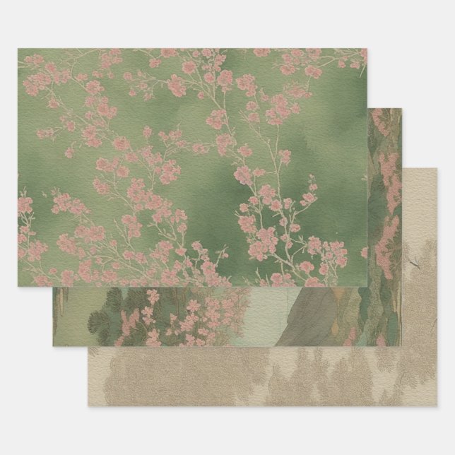 Japanisches traditionelles Manuskript ephemera No1 Geschenkpapier Set (Set)