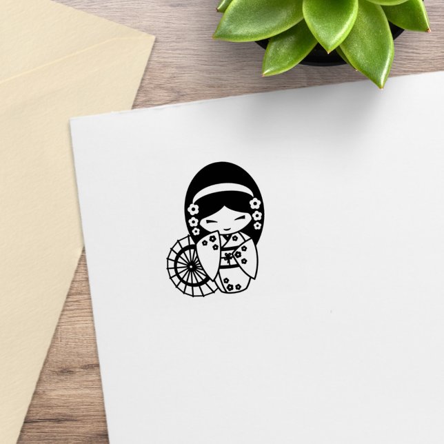 Japanisches Umbrella Geisha Girl in Kimono 2 Gummistempel (Von Creator hochgeladen)